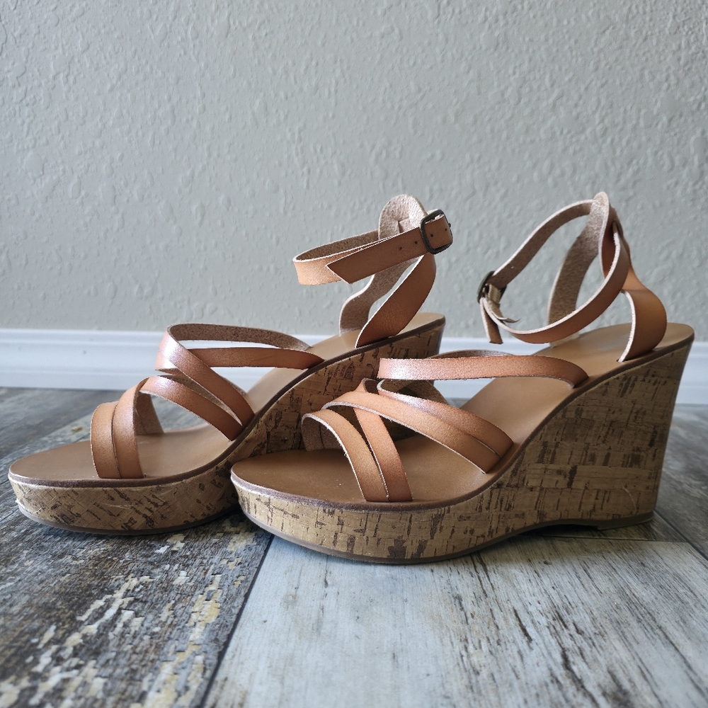 Tan Strappy Wedge